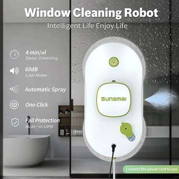 SUNSMAI Window Cleaning Robot, Smart Window Cleaner with Automatic Water Spray, Remote Control Robot Window Washer for Windows/Tiles/Glass Door (SWLR0002)