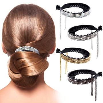 ANCIRS 4 Colors Tassel Ponytail Hair Clips - Stylish Rhinestone Hair Accessories