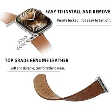 Leather Magnetic Watch Band Compatible with Apple Watch Ultra Band 49mm 46mm 45mm 44mm 42mm 41mm 40mm 38mm,Designer Replacement Strap for Women Men iWatch Ultra 2/Ultra/SE/Series 9/8/7/6/5/4/3/2/1