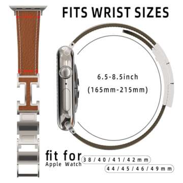 Leather Magnetic Watch Band Compatible with Apple Watch Ultra Band 49mm 46mm 45mm 44mm 42mm 41mm 40mm 38mm,Designer Replacement Strap for Women Men iWatch Ultra 2/Ultra/SE/Series 9/8/7/6/5/4/3/2/1