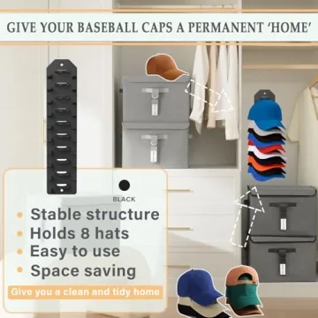 PHAIN Hat Organizer for Baseball Caps - Wall Mounted Rack