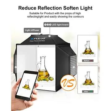 PULUZ Upgrade Light Box & Soft Box, 16"x16" Professional Shooting Tent with 480 LED Lights Photo Studio Light Box Photography with 4 Color PVC Backdrops for Jewelry and Product Photography