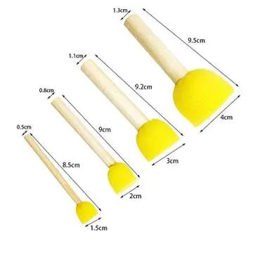 60pcs Assorted Round Paint Foam Sponge Brush Set Painting Tools, Brush Set - Great for Kids Arts and Crafts, Stencils, Painting