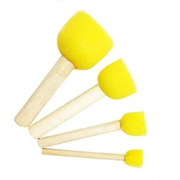 60pcs Assorted Round Paint Foam Sponge Brush Set Painting Tools, Brush Set - Great for Kids Arts and Crafts, Stencils, Painting