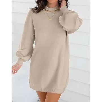 ZESICA Women's Spring Turtleneck Sweater Dress - Cozy Knit Pullover Dress