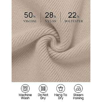 ZESICA Women's Spring Turtleneck Sweaters Dress Oversized Long Lantern Sleeve Casual Knit Pullover Short Dresses,Almond,X-Large