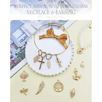 JIALEEY 50PCS Mixed Gold Charms for DIY Jewelry Making