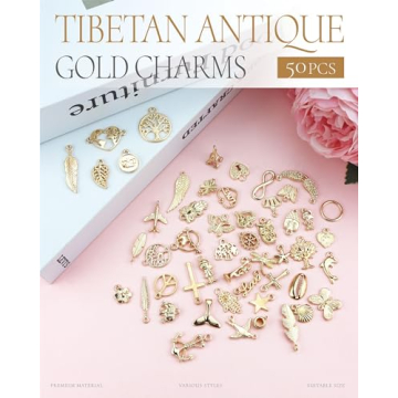 JIALEEY 50PCS Mixed Gold Charms for DIY Jewelry Making