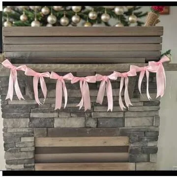 Bow Garland Banner for Bachelorette Party Decorations, Elegant Pink Bow Party Decor for Bridal Showe...
