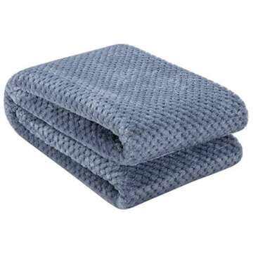 Fuzzy Throw Blanket, Plush Fleece Blankets for Adults, Toddler, Boys and Girls, Warm Soft Blankets and Throws for Bed, Couch, Sofa, Travel and Outdoor, Camping (40Wx60L, M-Smoked Blue)