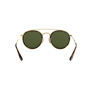 Ray-Ban RB3647N Double Bridge Round Sunglasses, Gold/G-15 Green, 51 mm + 1