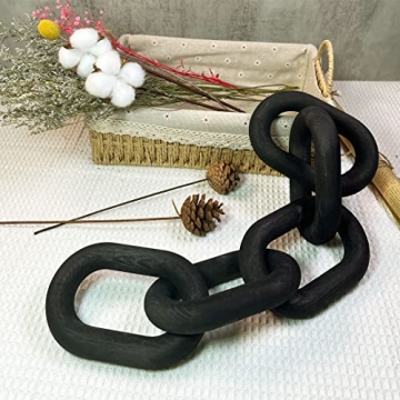 Hanlin Wood Chain Link Decor - Hand Carved Boho Decorative Wood Chain, Farmhouse Decor, Sustainable ...