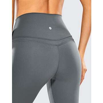 CRZ YOGA Womens Naked Feeling Workout 7/8 Yoga Leggings - 25 Inches High Waist Tight Pants Dark Carbon Gray Medium
