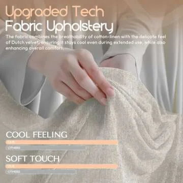 Dowinx Fabric Gaming Chair with Pocket Spring Cushion,Breathable Computer Chair with Massage Lumbar Support and Footrest,High Back Game Office Chair for Adult,Beige