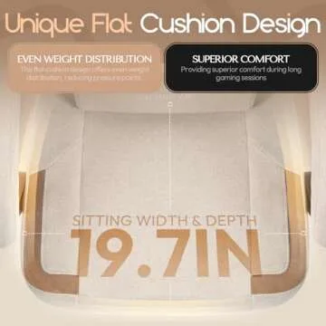 Dowinx Fabric Gaming Chair with Pocket Spring Cushion,Breathable Computer Chair with Massage Lumbar Support and Footrest,High Back Game Office Chair for Adult,Beige