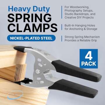 6 Inch Heavy Duty Spring Clamp Set - Perfect for Woodworking