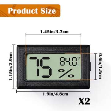 Palksky Bearded Dragon Tank Accessories, 2PCS Reptile Terrarium Thermometer and Humidity Gauge for J...