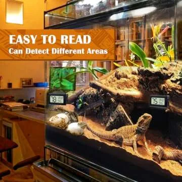 Palksky Bearded Dragon Tank Accessories, 2PCS Reptile Terrarium Thermometer and Humidity Gauge for Jumping Spider, Leopard Gecko, Crested Gecko,Hermit Crab, Gecko, Ball Python, Lizard
