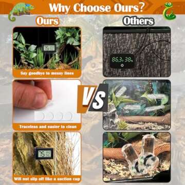 Palksky Bearded Dragon Tank Accessories, 2PCS Reptile Terrarium Thermometer and Humidity Gauge for Jumping Spider, Leopard Gecko, Crested Gecko,Hermit Crab, Gecko, Ball Python, Lizard