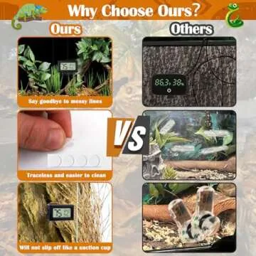 Palksky Bearded Dragon Tank Accessories, 2PCS Reptile Terrarium Thermometer and Humidity Gauge for Jumping Spider, Leopard Gecko, Crested Gecko,Hermit Crab, Gecko, Ball Python, Lizard