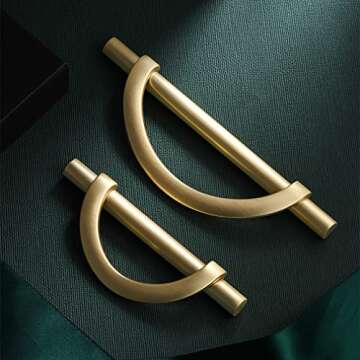 DAPANIY Brushed Gold Half Moon Cabinet Pulls - Antique Style Drawer Handles, 8 Pack