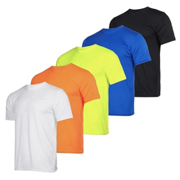 5 Pack: Boys Girls Active Athletic Quick Dry Dri Fit T-Shirts Crew Neck Tops Teen Gym Undershirts Te...