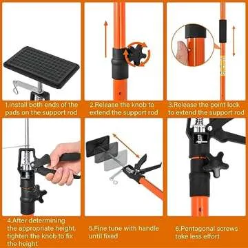 2Pack Adjustable Support Pole,Steel 3rd Hand Support System,Support Rod for Jacks Cargo Bars Drywalls,Cabinet Jacks for Installing Cabinets,Extends from 45 to 114 Inch,Supports up to 154 lbs