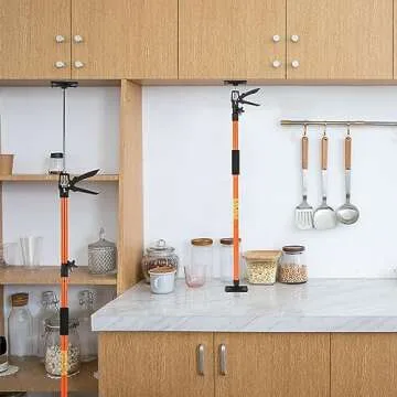 2Pack Adjustable Support Pole,Steel 3rd Hand Support System,Support Rod for Jacks Cargo Bars Drywalls,Cabinet Jacks for Installing Cabinets,Extends from 45 to 114 Inch,Supports up to 154 lbs