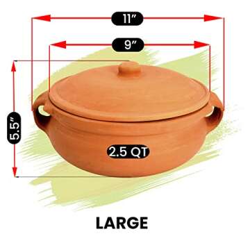Ancient Cookware Indian Clay Pot - Handmade & 2.5 Quarts