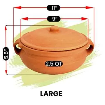 Ancient Cookware Indian Clay Pot - Handmade & 2.5 Quarts