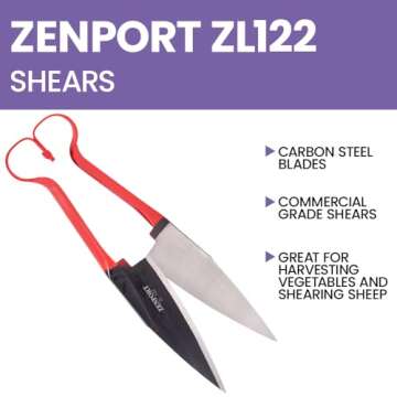 Zenport ZL122 Heavy Duty Onion/Sheep Shear, 6.5-Inch Carbon Steel Blade, 13-Inch Long