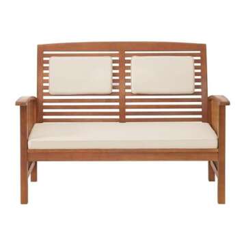 Lyndon Eucalyptus Wood Outdoor Conversation Set - Includes 2-Seat Bench with Cushions, Two Chairs with Cushions, and Cocktail Table - Weather-Resistant