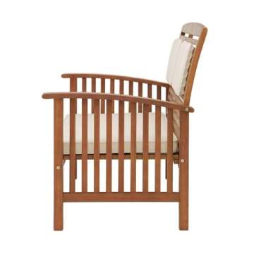 Lyndon Eucalyptus Wood Outdoor Conversation Set - Includes 2-Seat Bench with Cushions, Two Chairs with Cushions, and Cocktail Table - Weather-Resistant