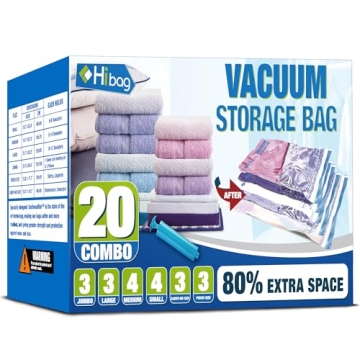HIBAG Vacuum Storage Bags 20-Pack for All Your Needs
