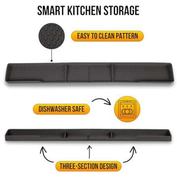 TEO Magnetic Stove Top Shelf - Black Silicone 30" Over the Stove Spice Rack, Heat Resistant, No Hassle Installation, Dishwasher Safe, Over Oven Shelf