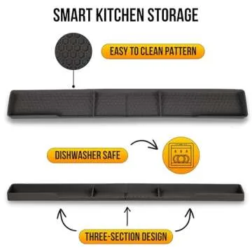 TEO Magnetic Stove Top Shelf - Black Silicone 30" Over the Stove Spice Rack, Heat Resistant, No Hassle Installation, Dishwasher Safe, Over Oven Shelf