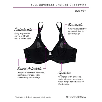 Curvy Couture Sheer Mesh Plus Size Bra for Comfort and Style