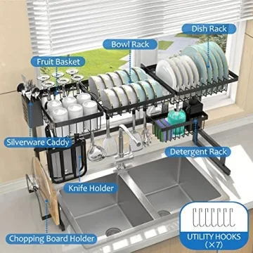 AIVIKI Adjustable Over the Sink Dish Drying Rack