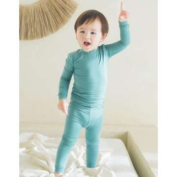 Vaenait Kids Toddler Long Sleeve Sleepwear Pajamas 2pcs Set Modal Bluegreen L