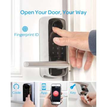 ULTRALOQ Lever, WiFi Smart Lock with Bridge, Heavy Duty 5-in-1 Keyless Entry Door Locks, Fingerprint Lock with Keypads and Voice Guide, Smart Door Lock for Front Door, Home and Office