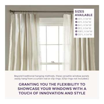 Lush Decor Rosalie Light Filtering Window Curtain Panel Set- Pair- Vintage Farmhouse & French Country Style Curtains - Timeless Dreamy Drape - Romantic Lace Trim - 54" W x 95" L, Ivory
