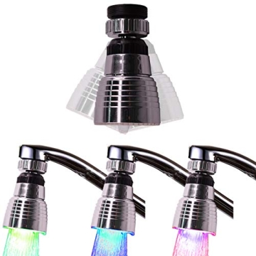Swivel 3-Color Temperature Sensitive Gradient LED Water Faucet Light