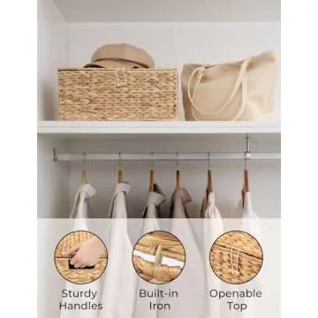 Elegant Water Hyacinth Storage Basket for Organizing