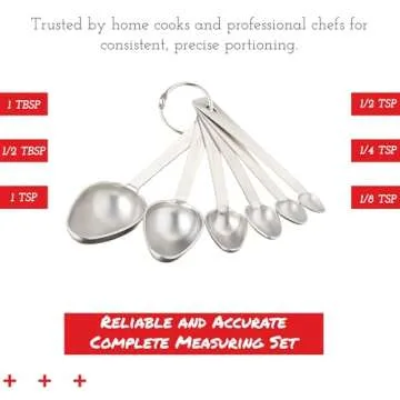 Amco Advanced Performance Measuring Spoons (Set of 6) - Includes 1 1/2 tbsp, 1 tbsp, 1 tsp, 1/2 tsp, 1/4 tsp, and 1/8 tsp, Dishwasher Safe Stainless Steel - Engraved Size Markings for Easy Use