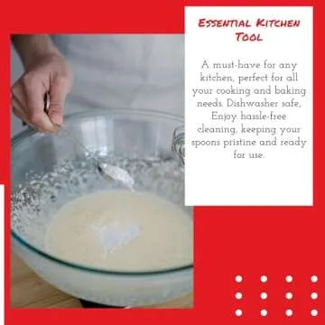 Amco Advanced Performance Measuring Spoons (Set of 6) - Includes 1 1/2 tbsp, 1 tbsp, 1 tsp, 1/2 tsp, 1/4 tsp, and 1/8 tsp, Dishwasher Safe Stainless Steel - Engraved Size Markings for Easy Use