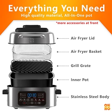OHHO 7-In-1 Air Fryer Grill Combo with Digital Control