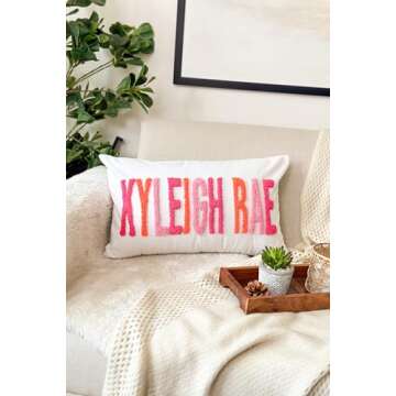 The Pine Trove Personalized Nursery Name Pillow Cover, Punch Needle Embroidered Pillow, Custom Name Pillow, Kid Room Decor, Baby Room Decor, Nursery Gift