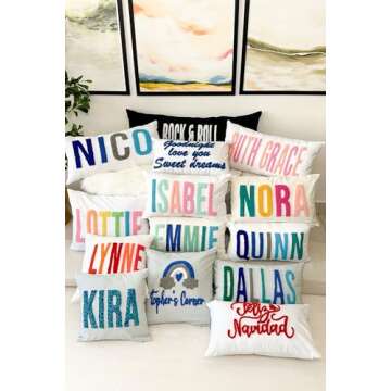 The Pine Trove Personalized Nursery Name Pillow Cover, Punch Needle Embroidered Pillow, Custom Name Pillow, Kid Room Decor, Baby Room Decor, Nursery Gift