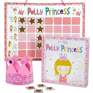Tickle & Main Princess Potty Training Gift Set with Book, Potty Chart, Star Magnets, and Reward Crow...