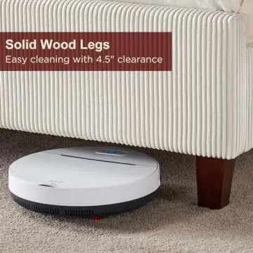 HOWE Queen Size 61" Corduroy Upholstered Bed Frame, Platform Bed with Vertical Stripe Wingback Headboard, No Box Spring Needed/Noise Free/Solid Wood Slats & Legs/Cream